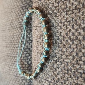 Turquoise Roped Bronze Beads Slider Bracelet